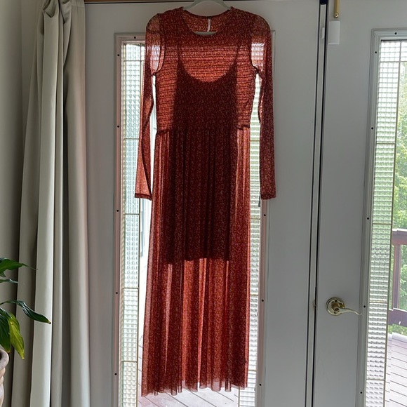 Free People Dress, size small, rust floral pattern. - Picture 3 of 3
